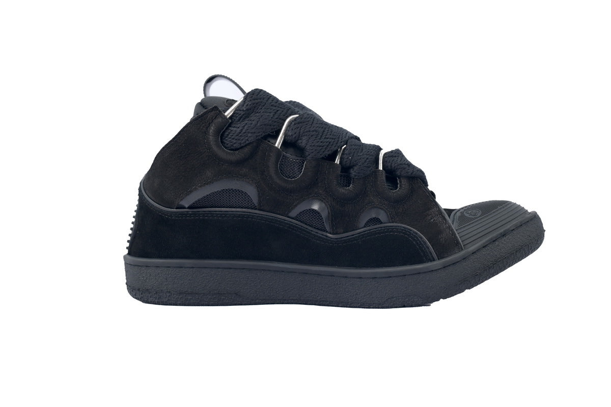 LANVIN Curb Leather Sneakers – All-Black
