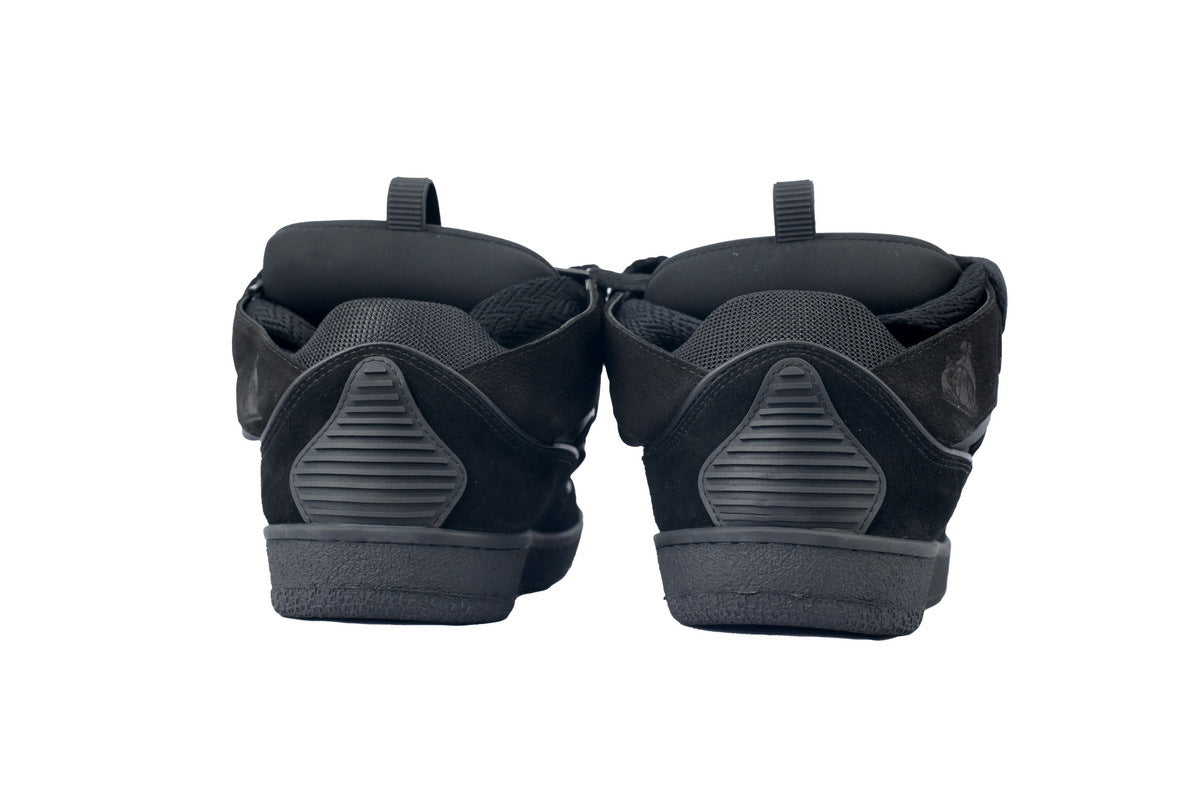 LANVIN Curb Leather Sneakers – All-Black
