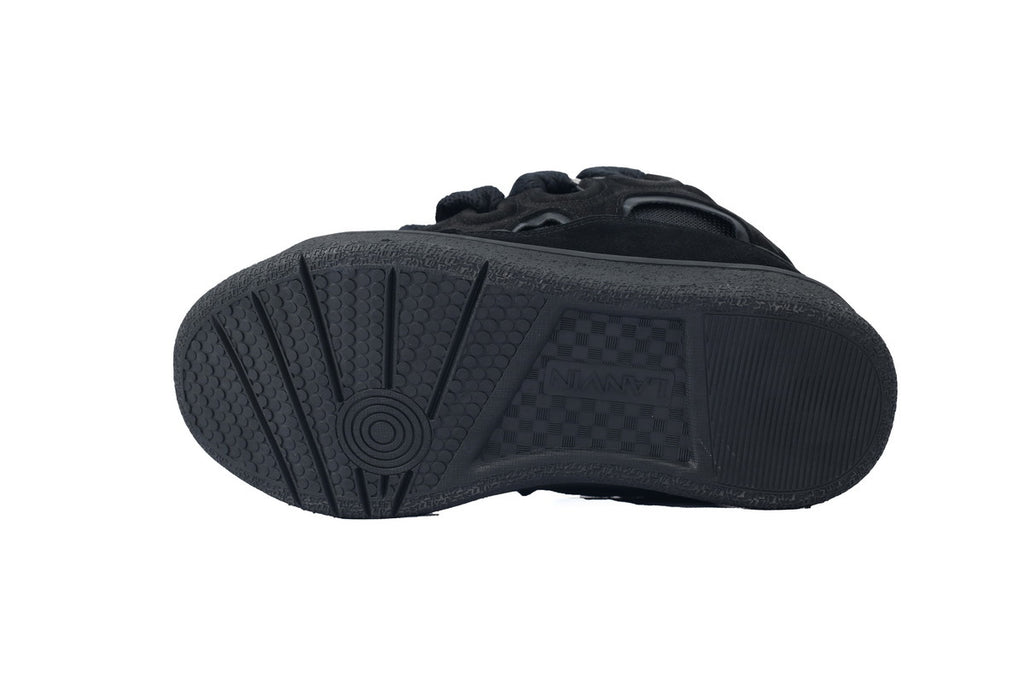 LANVIN Curb Leather Sneakers – All-Black