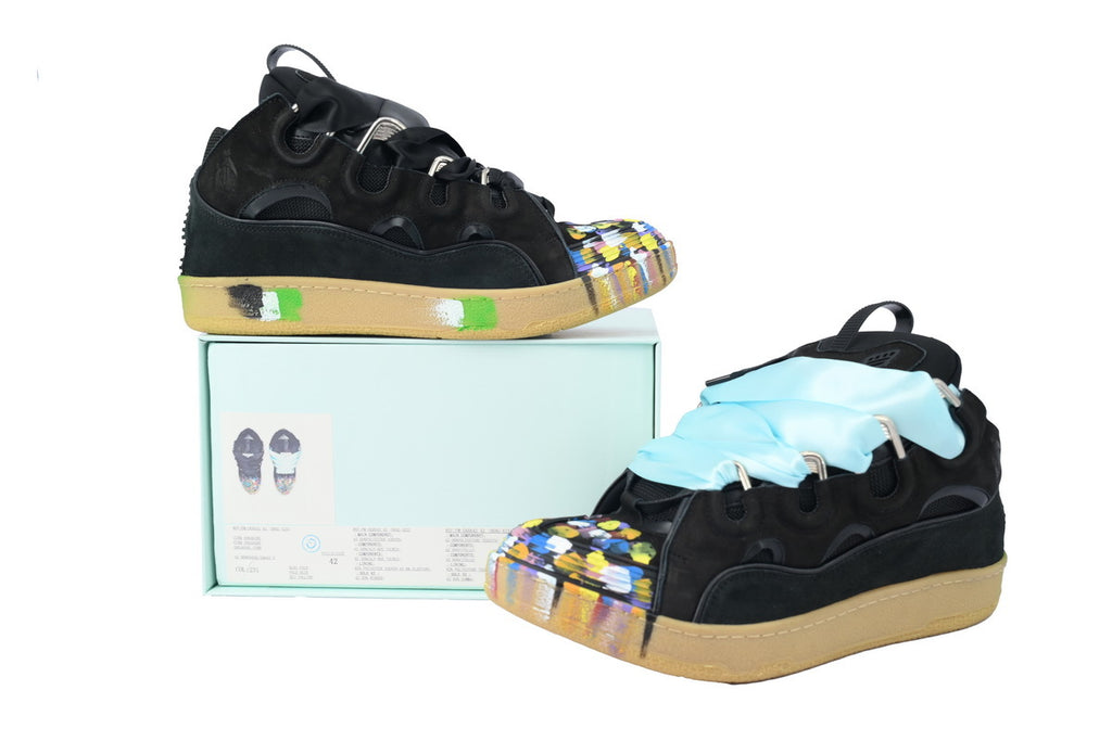 LANVIN LAB x FUTURE Leather Sneakers – Black Splash Paint
