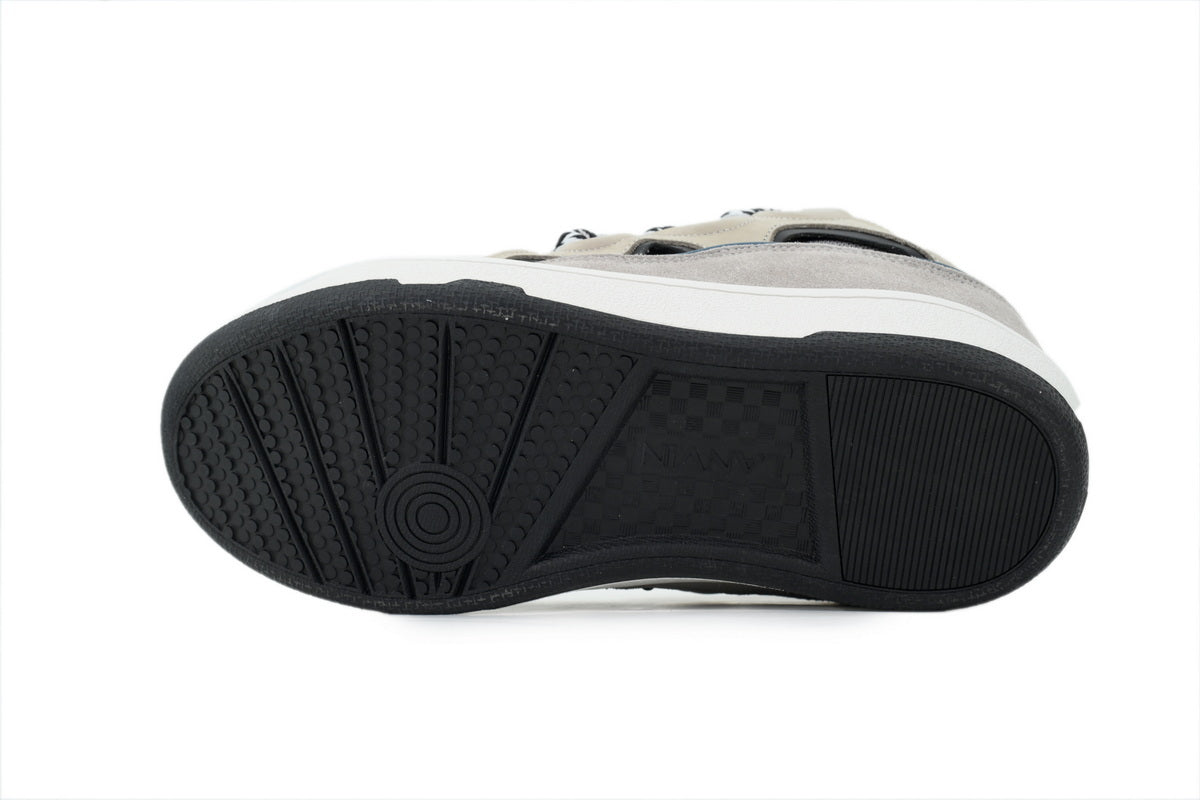 LANVIN Curb Leather Sneakers – Grey/Light Blue