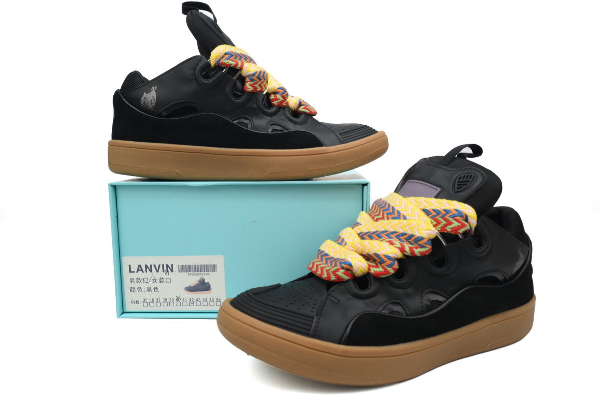 LANVIN Curb Leather Sneakers – Black