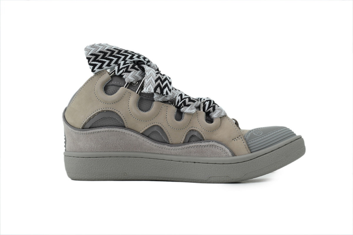 LANVIN Curb Leather Sneakers – Grey