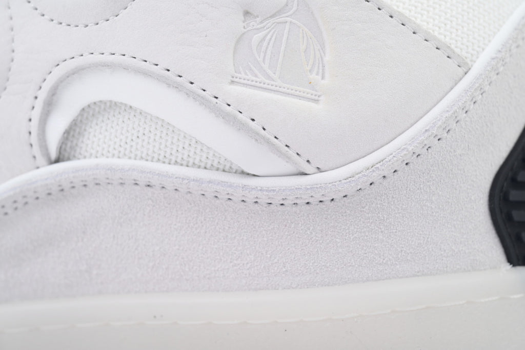 LANVIN Curb Leather Sneakers – Grey/White Neutral
