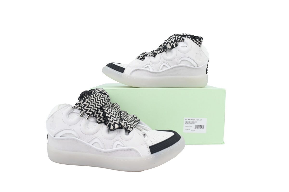 LANVIN Curb Leather Sneakers – Grey/White Neutral