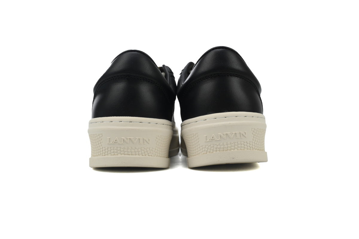 LANVIN Curb Leather Sneakers – Black/Grey with Cream Sole