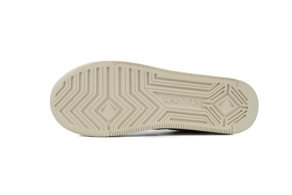 LANVIN Curb Leather Sneakers – Black/Grey with Cream Sole