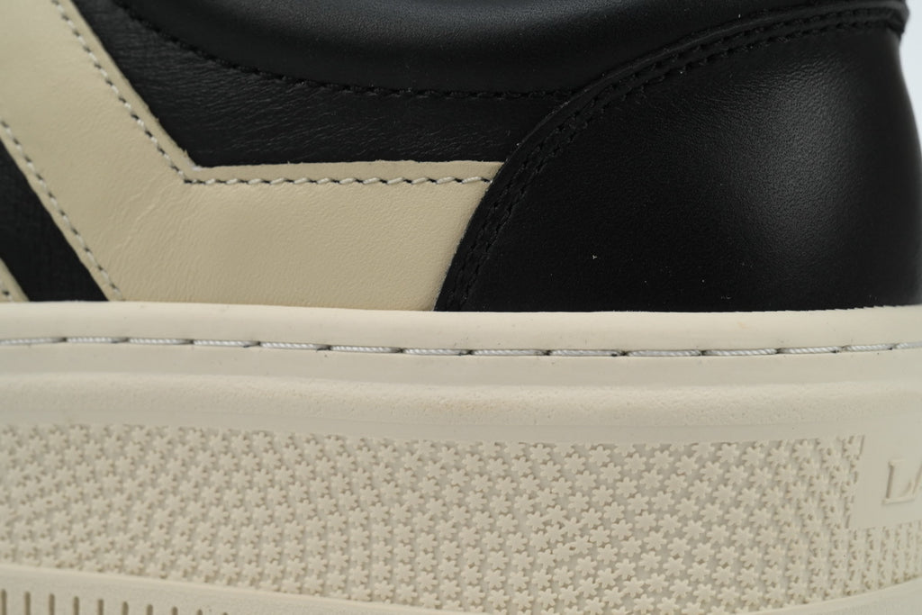 LANVIN Curb Leather Sneakers – Black/Grey with Cream Sole