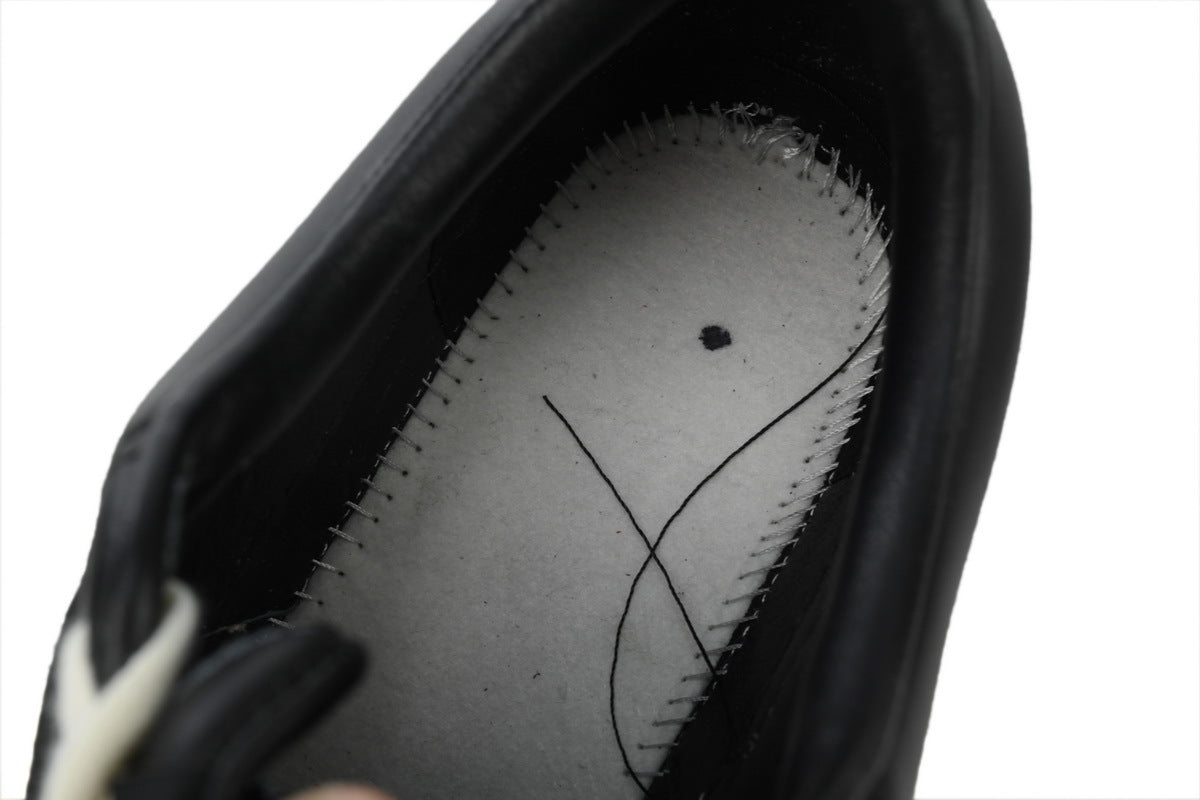 LANVIN Curb Leather Sneakers – Black/Grey with Cream Sole