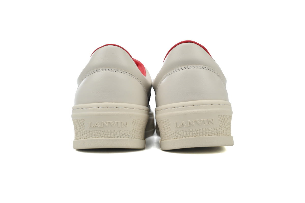 LANVIN Curb Leather Sneakers – White/Black Accent