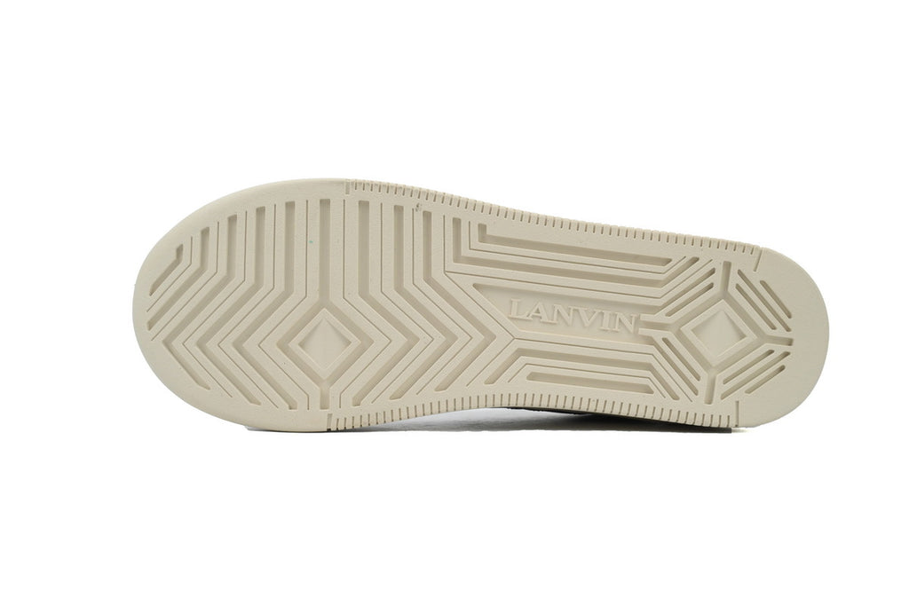 LANVIN Curb Leather Sneakers – White/Black Accent