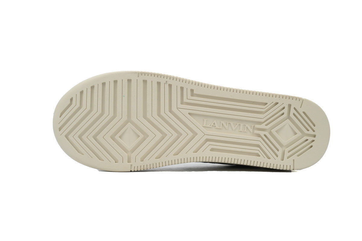 LANVIN Curb Leather Sneakers – White/Black Accent