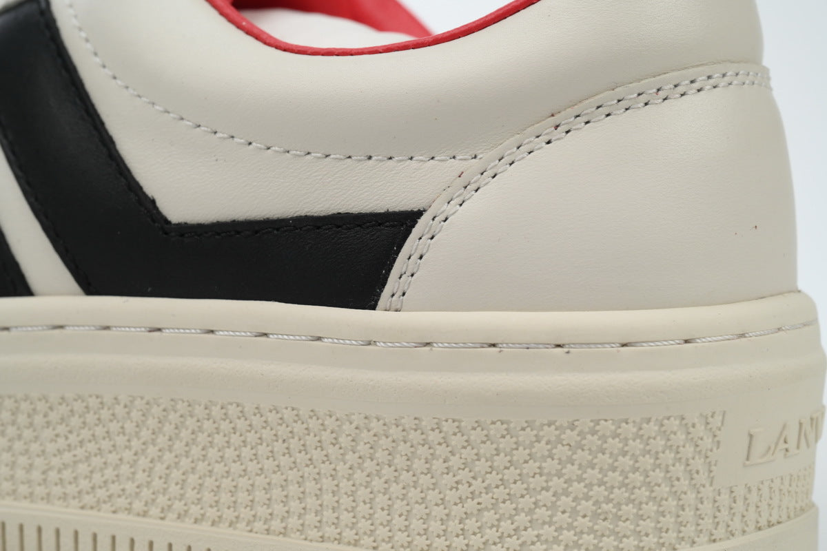 LANVIN Curb Leather Sneakers – White/Black Accent