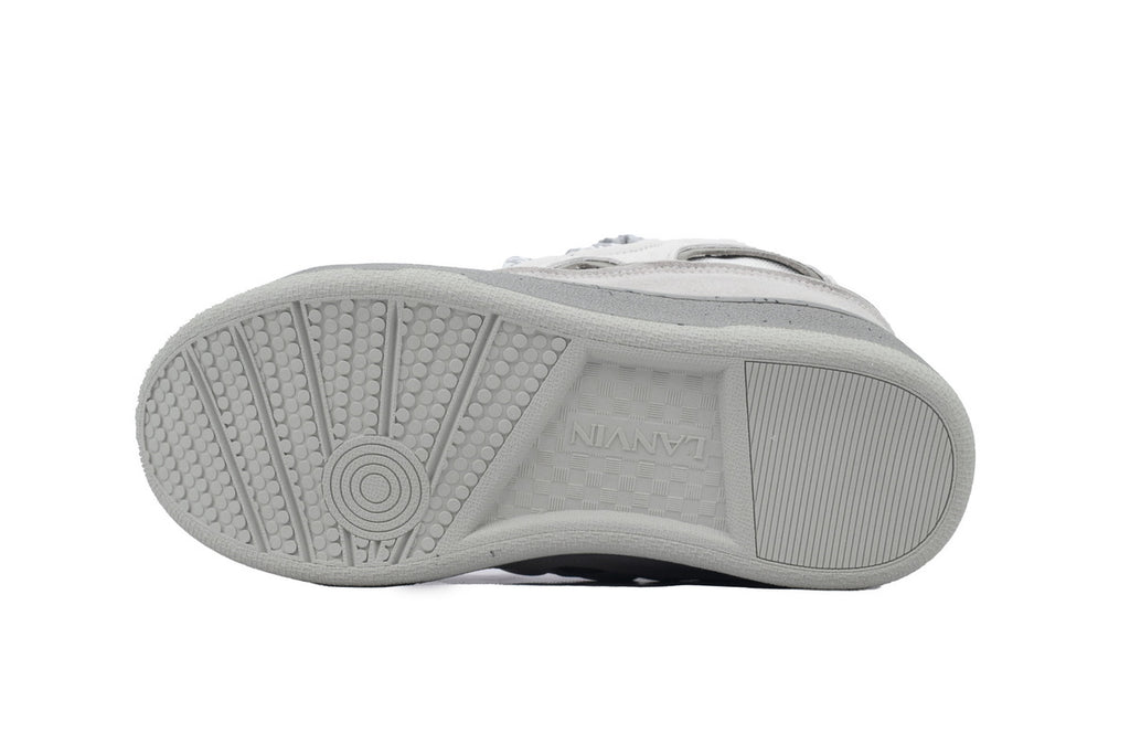 LANVIN Curb Leather Sneakers – White/Grey Two-Tone