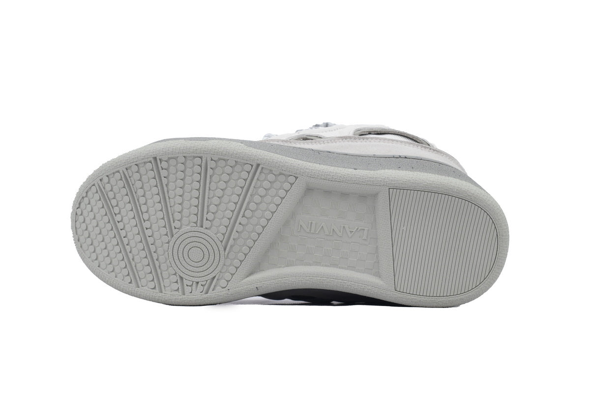 LANVIN Curb Leather Sneakers – White/Grey Two-Tone
