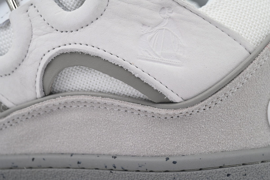 LANVIN Curb Leather Sneakers – White/Grey Two-Tone