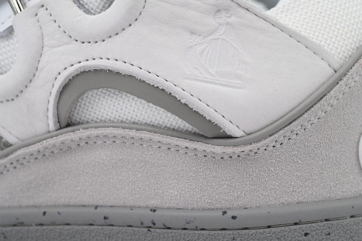 LANVIN Curb Leather Sneakers – White/Grey Two-Tone