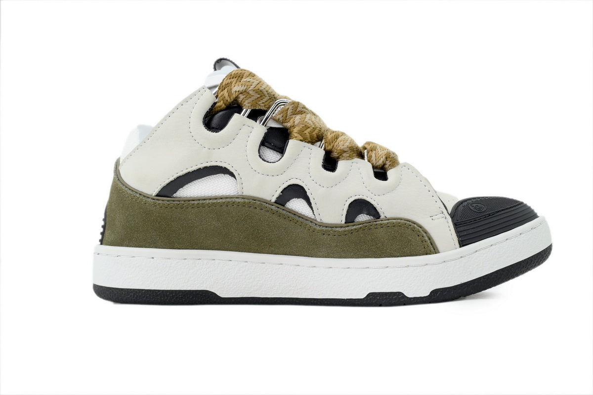 Lanvin Curb Sneakers – White/Khaki