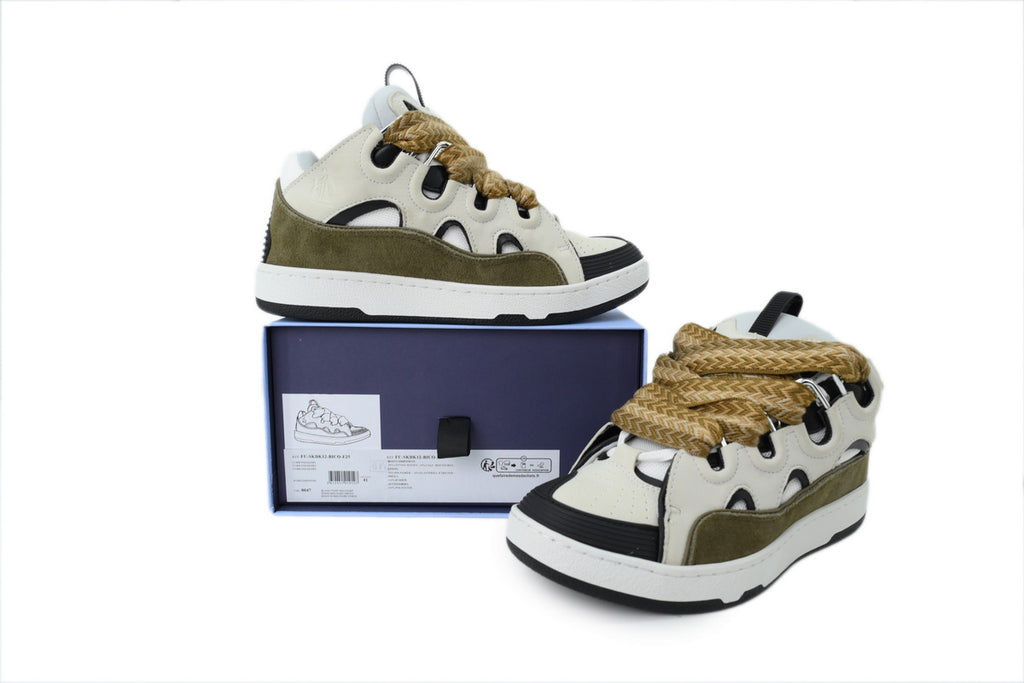 Lanvin Curb Sneakers – White/Khaki