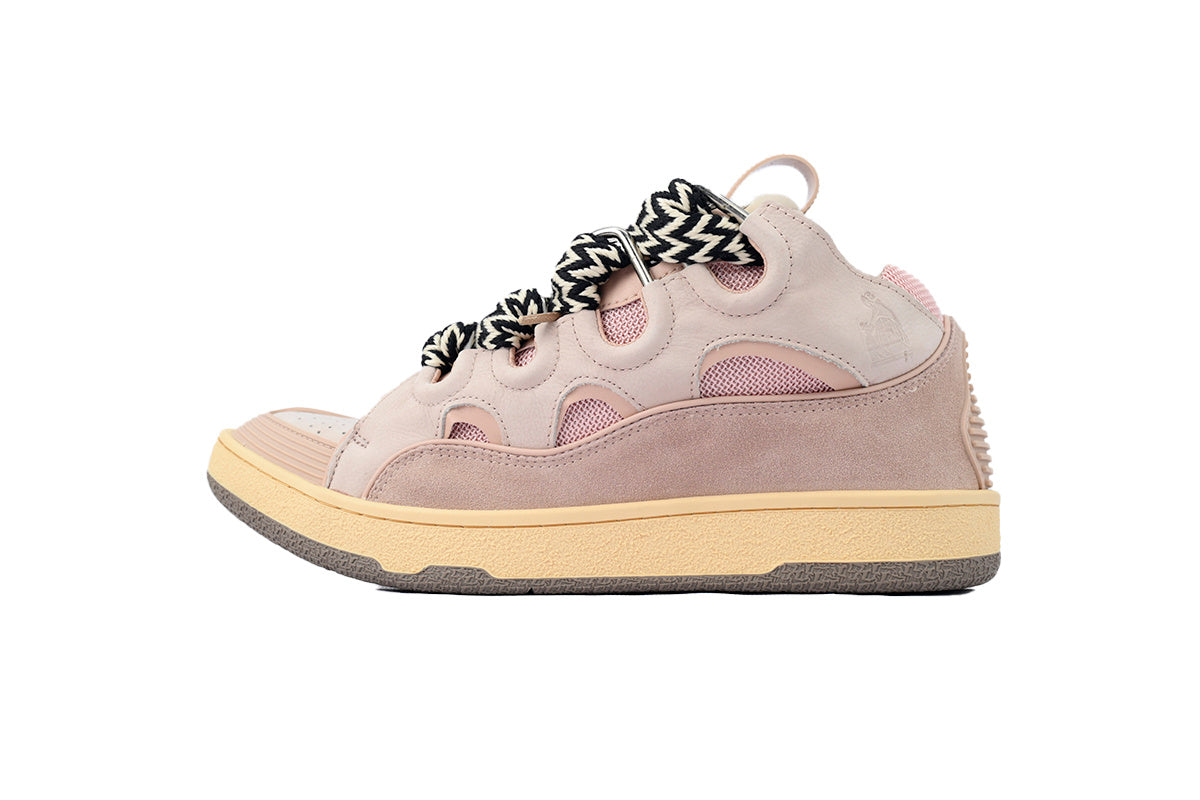 LANVIN Curb Leather Sneakers – Muted Pink