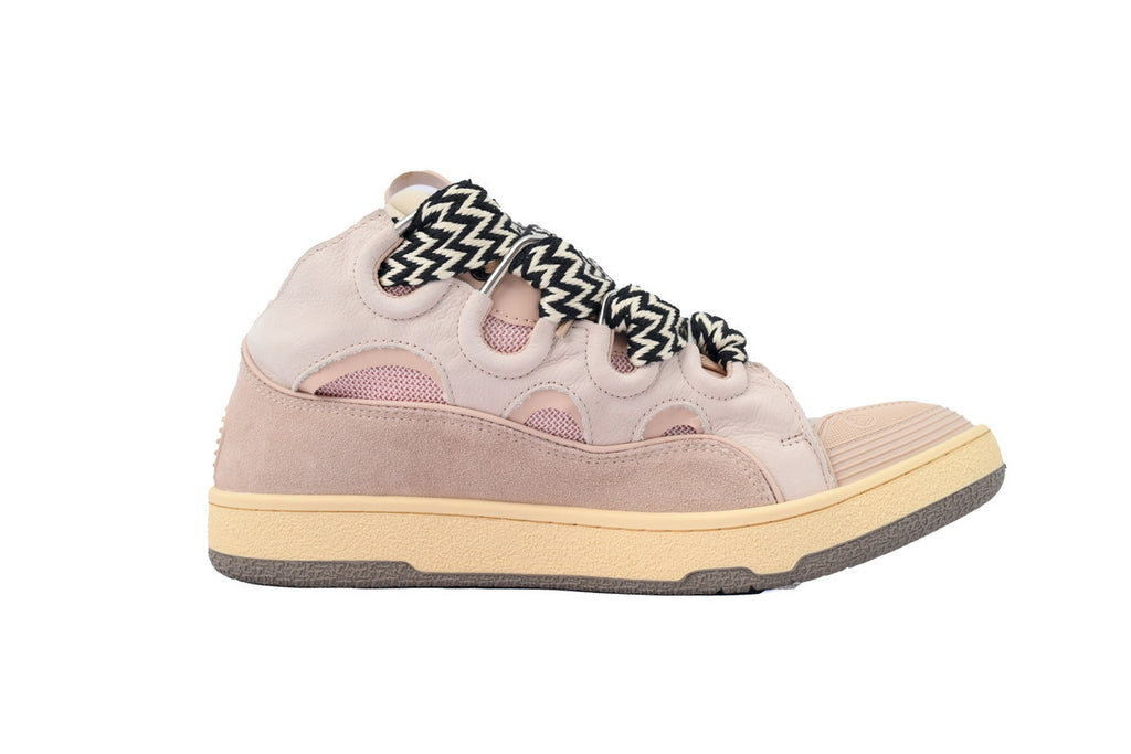 LANVIN Curb Leather Sneakers – Muted Pink