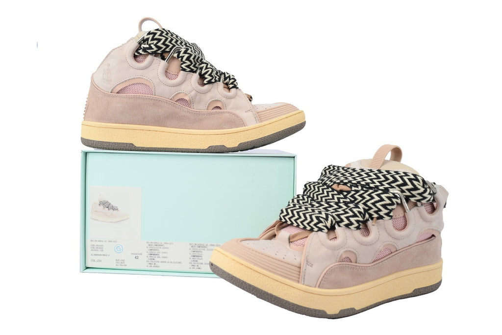 LANVIN Curb Leather Sneakers – Muted Pink