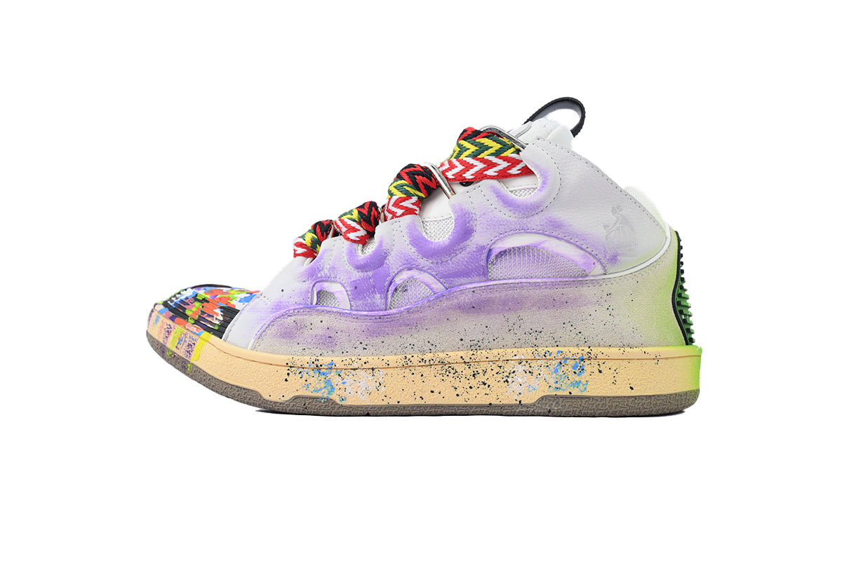 LANVIN LAB x FUTURE Leather Sneakers – Purple Splash Paint
