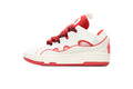 LANVIN Curb Leather Sneakers – White/Red