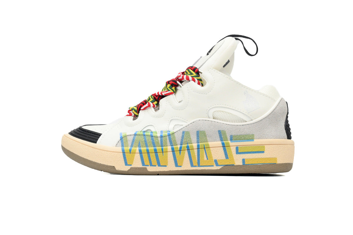 LANVIN Curb Leather Sneakers – White/Cream