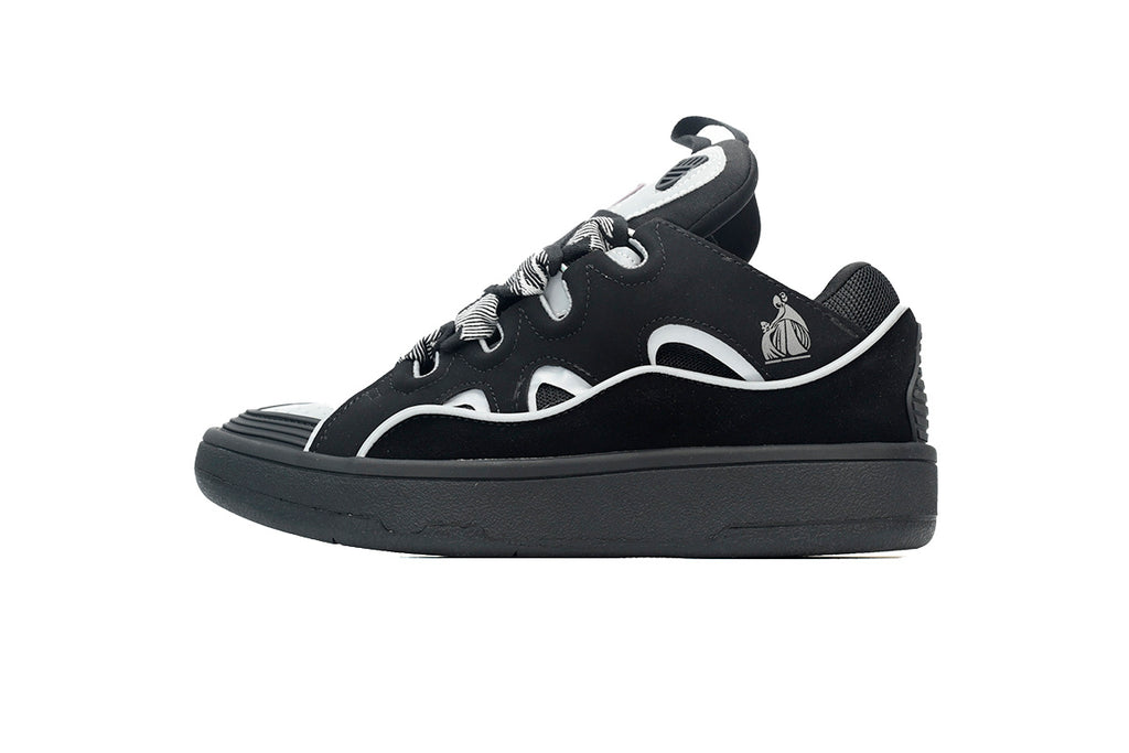 LANVIN Curb Leather Sneakers – Black/Grey