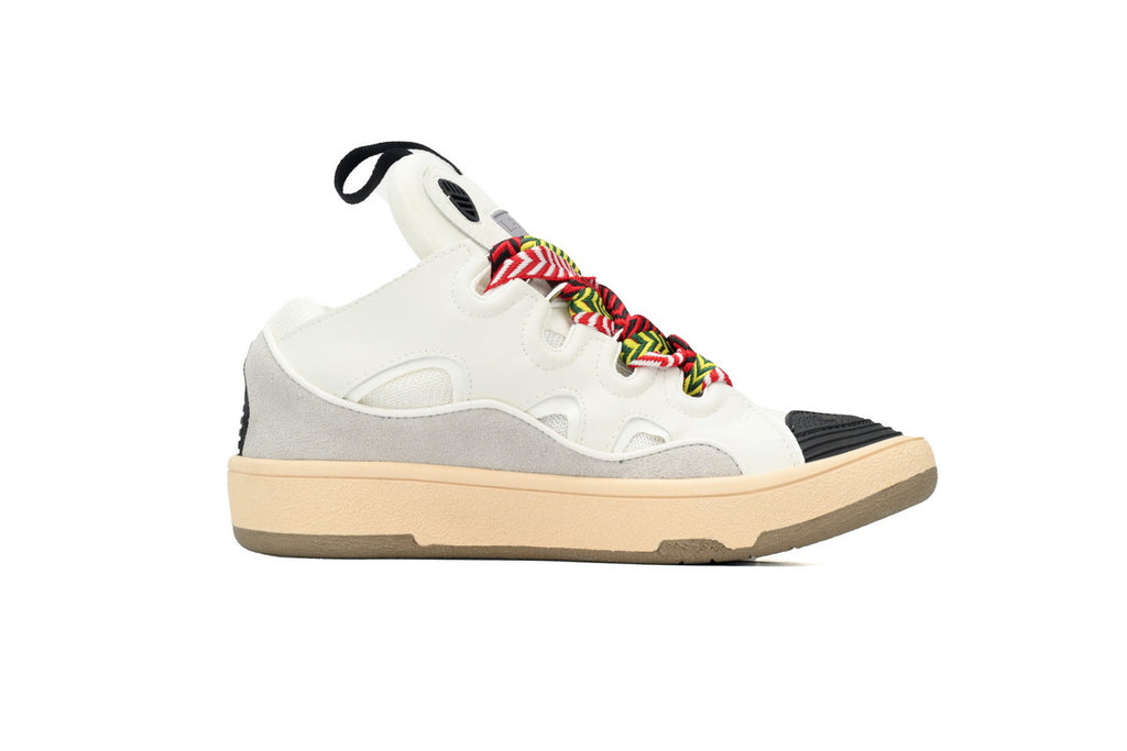 LANVIN Curb Leather Sneakers – White/Cream