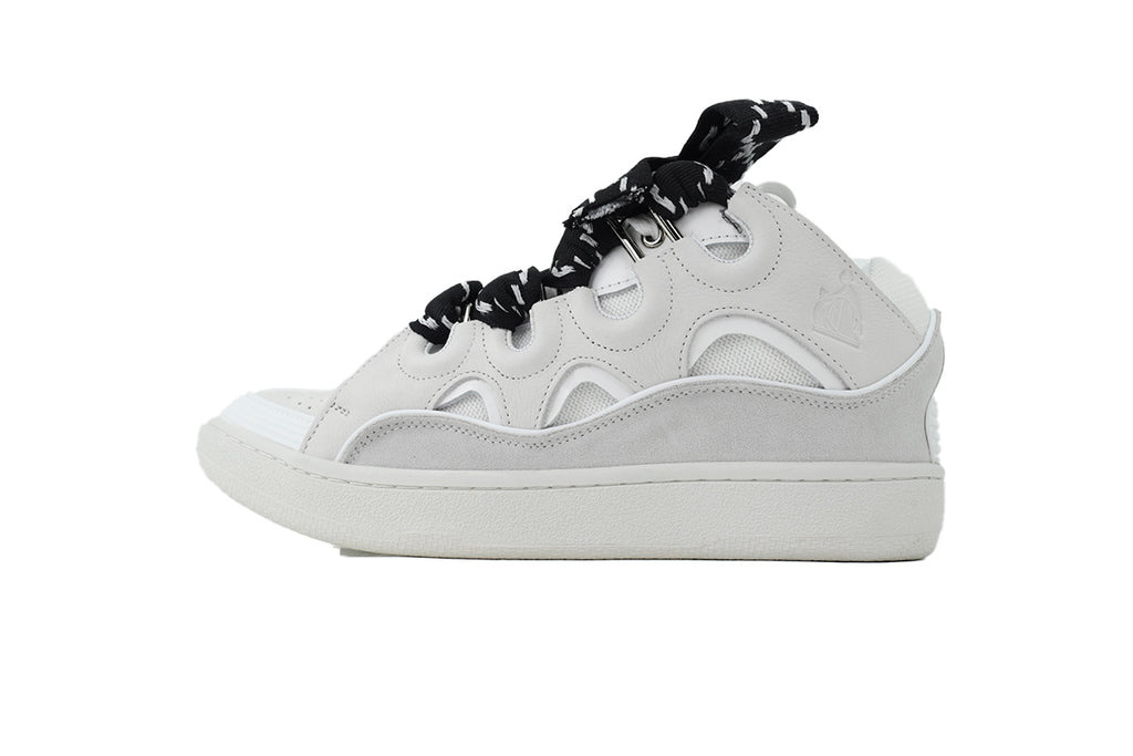 LANVIN Curb Leather Sneakers – Pure White