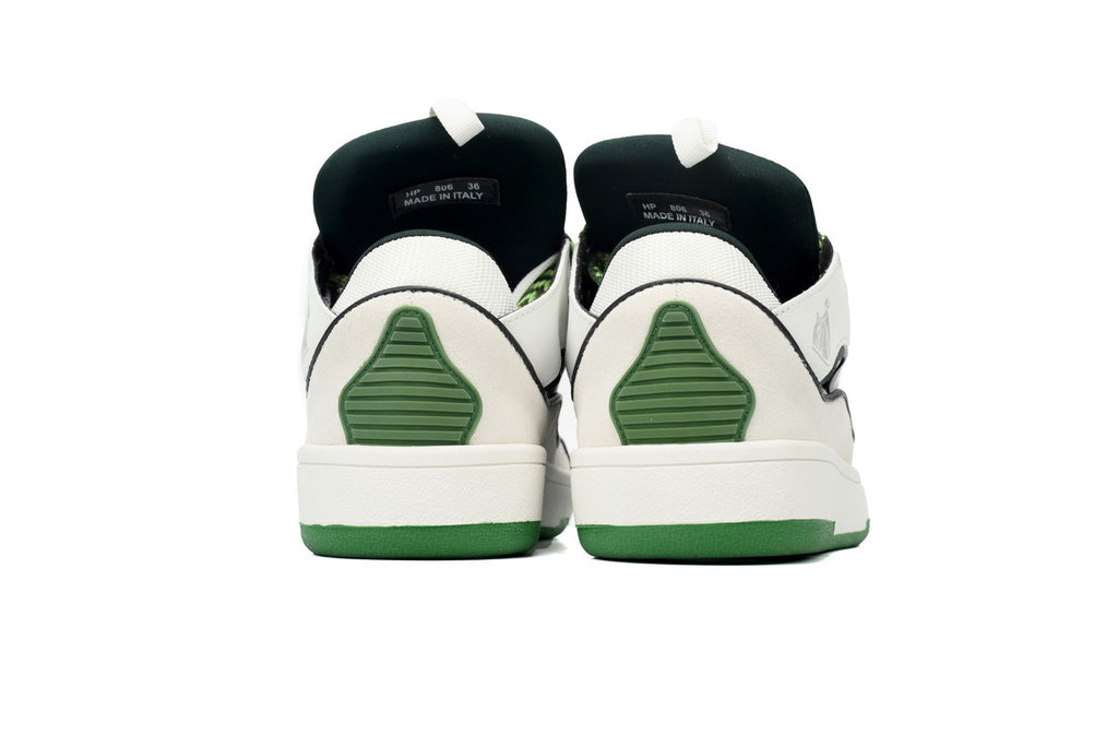 LANVIN Curb Leather Sneakers – White/Green