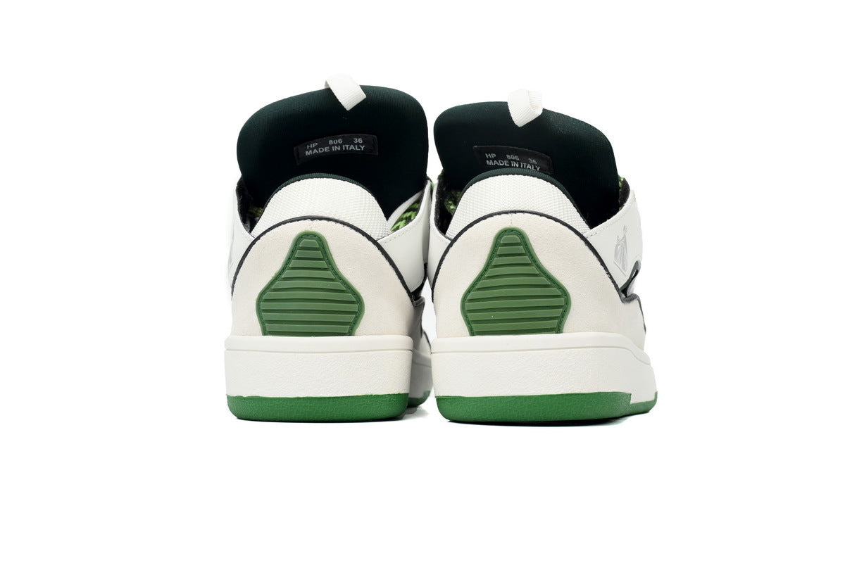 LANVIN Curb Leather Sneakers – White/Green