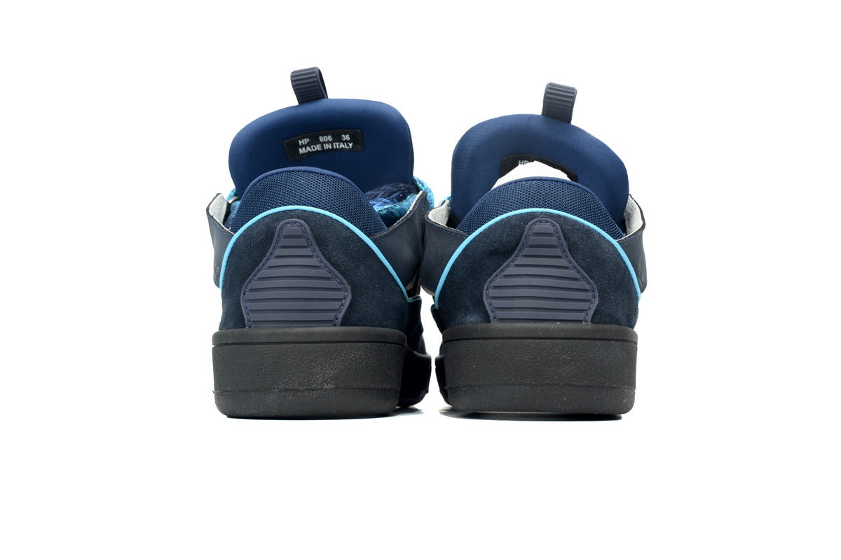 LANVIN Curb Leather Sneakers – Navy Blue