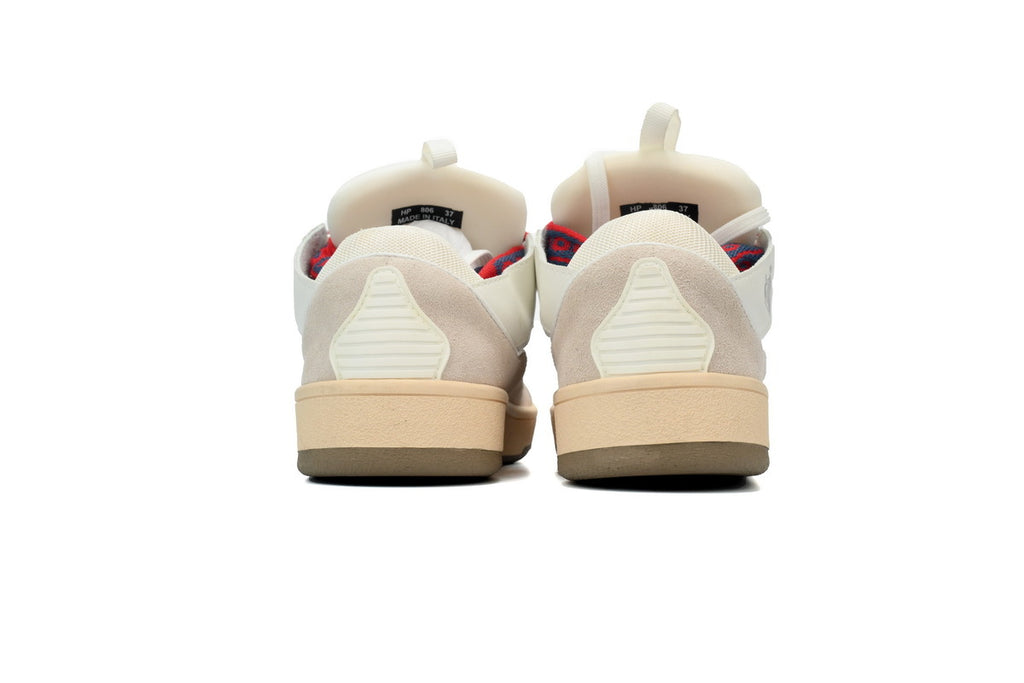 LANVIN Curb Leather Sneakers – White/Grey