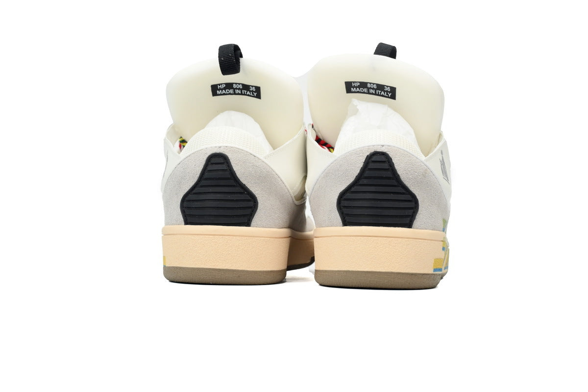 LANVIN Curb Leather Sneakers – White/Cream