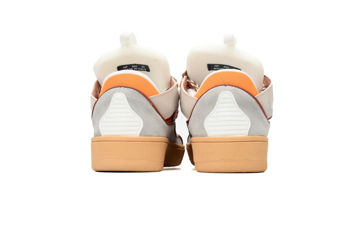 LANVIN Curb Leather Sneakers – Pink/Mango