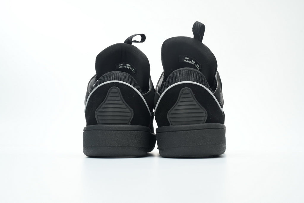 LANVIN Curb Leather Sneakers – Black/Grey