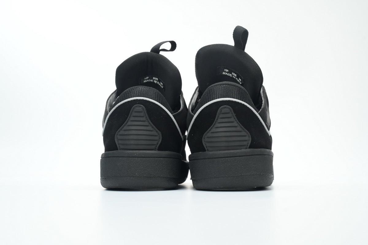 LANVIN Curb Leather Sneakers – Black/Grey