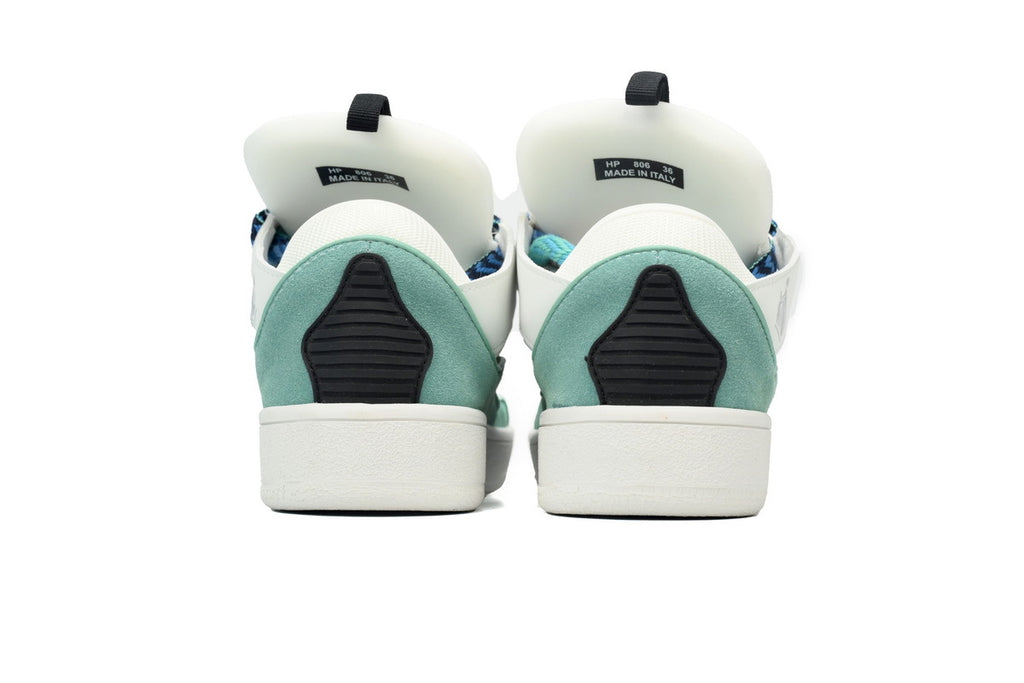 LANVIN Curb Leather Sneakers – White/Blue