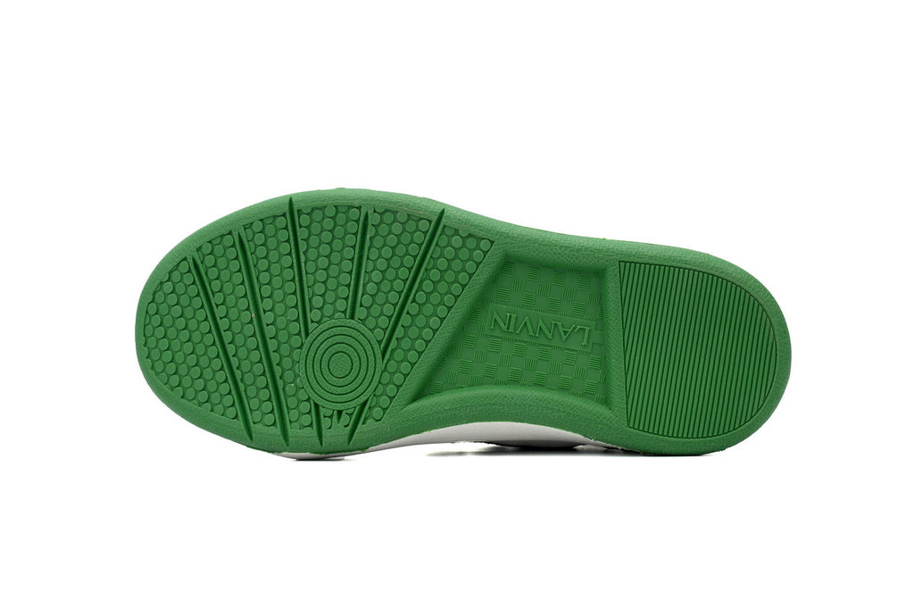 LANVIN Curb Leather Sneakers – White/Green