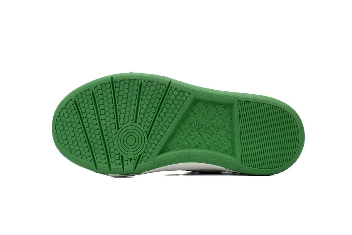 LANVIN Curb Leather Sneakers – White/Green