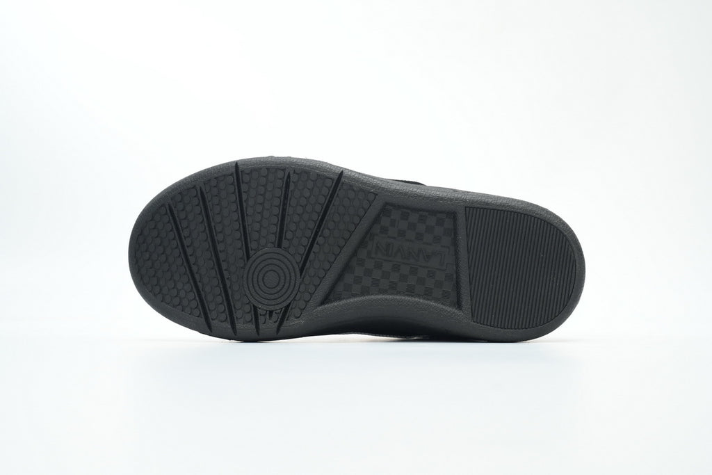 LANVIN Curb Leather Sneakers – Black/Grey
