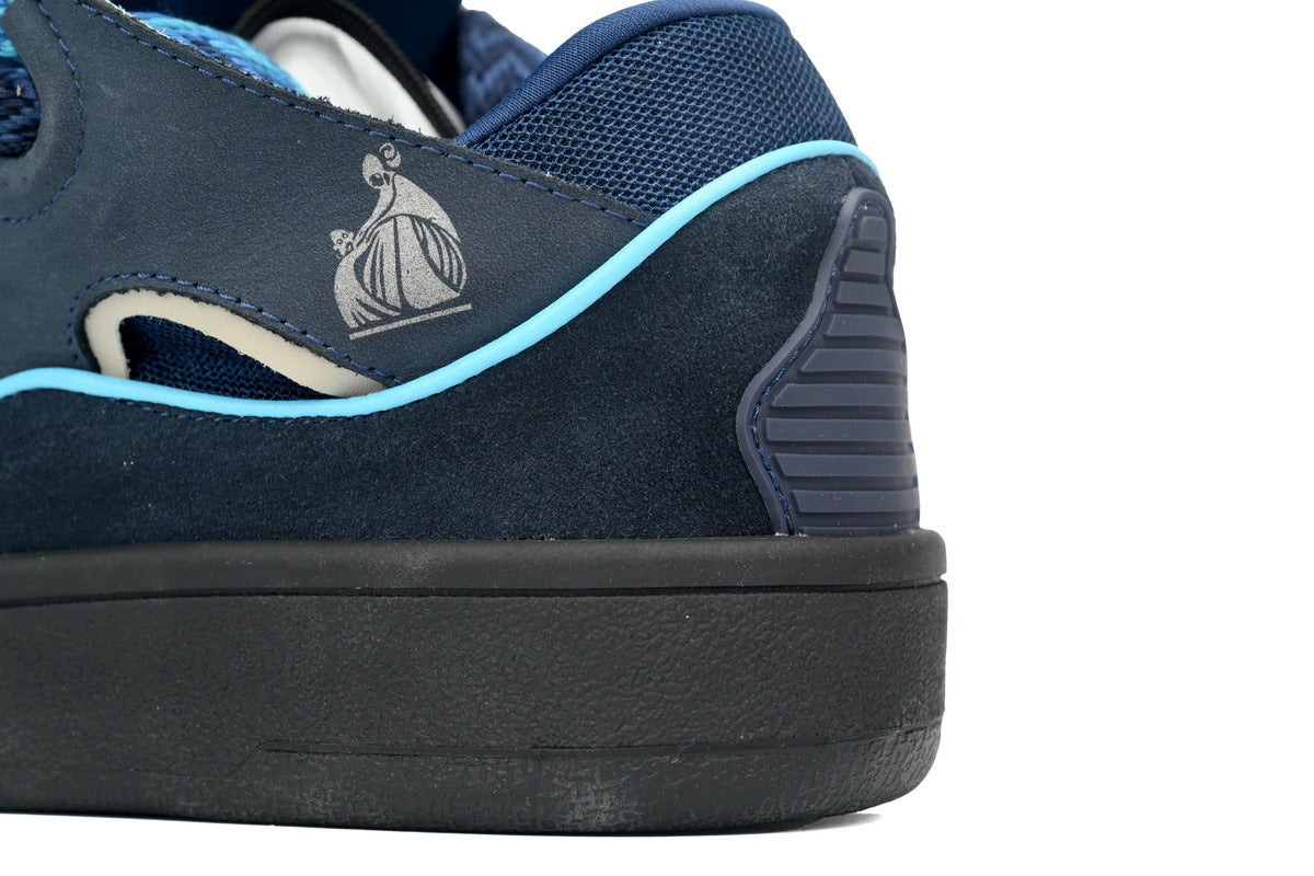 LANVIN Curb Leather Sneakers – Navy Blue