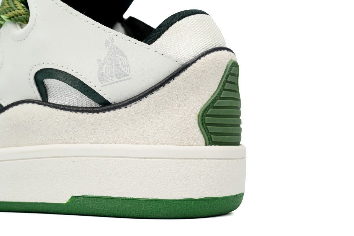 LANVIN Curb Leather Sneakers – White/Green
