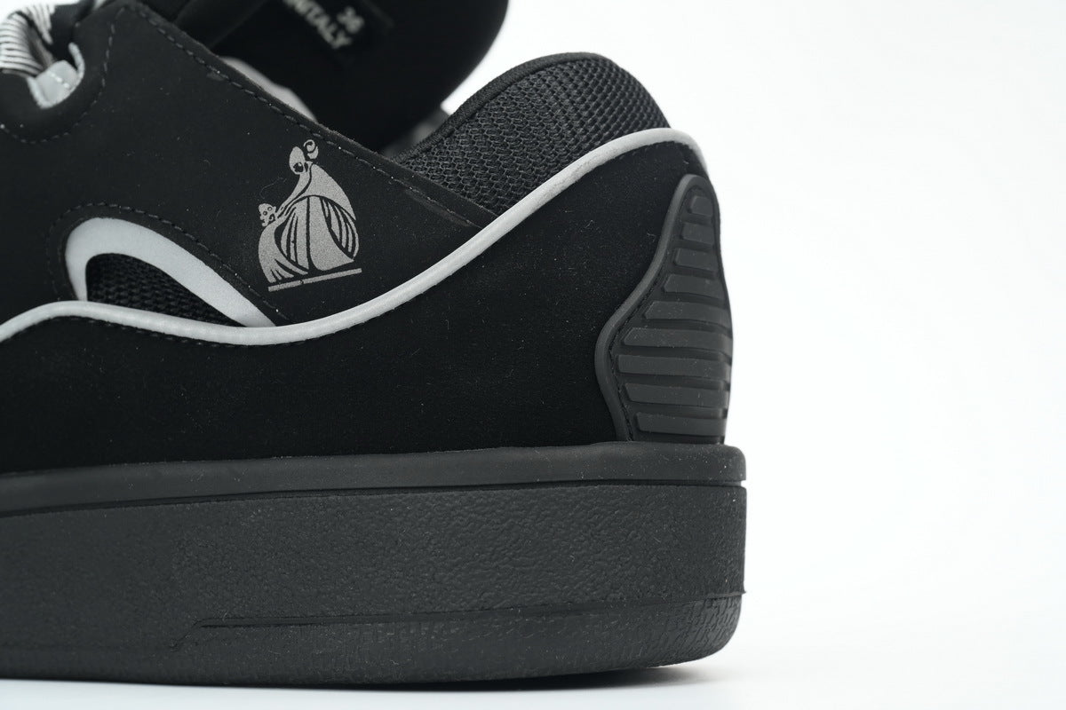 LANVIN Curb Leather Sneakers – Black/Grey