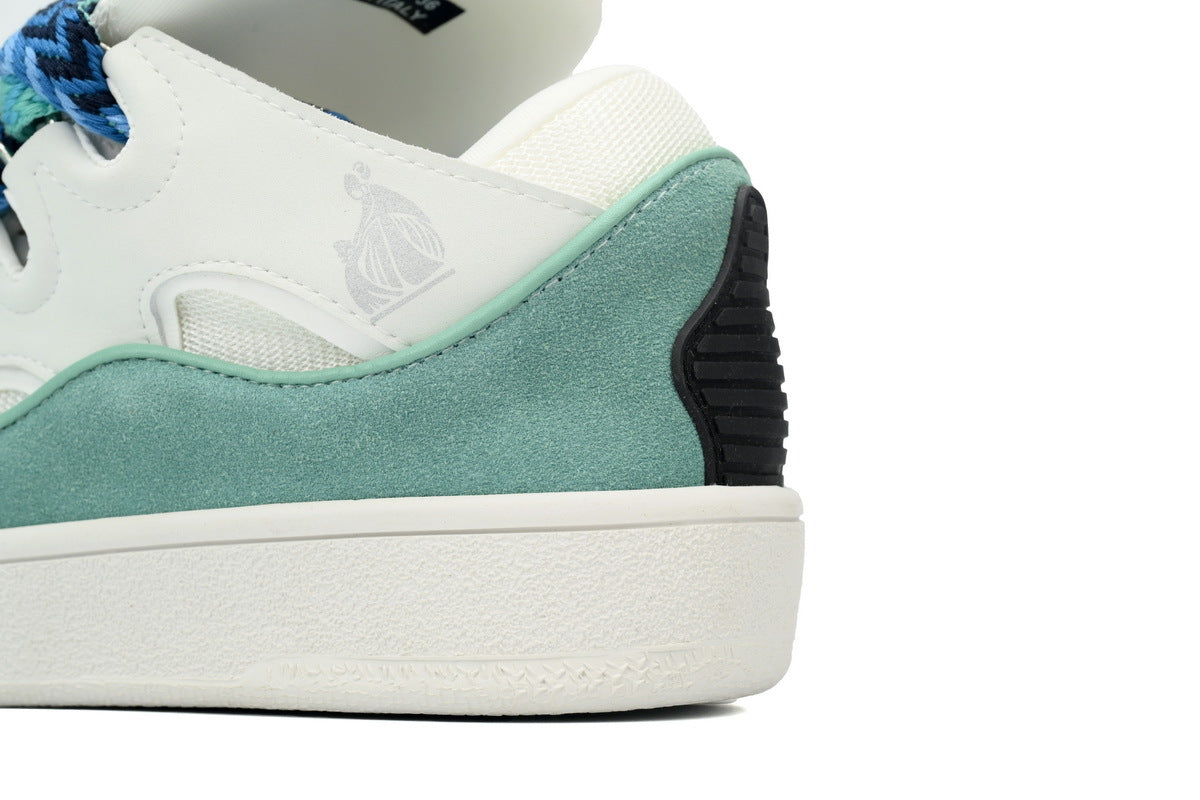 LANVIN Curb Leather Sneakers – White/Blue
