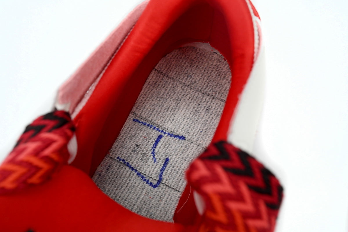 LANVIN Curb Leather Sneakers – White/Red