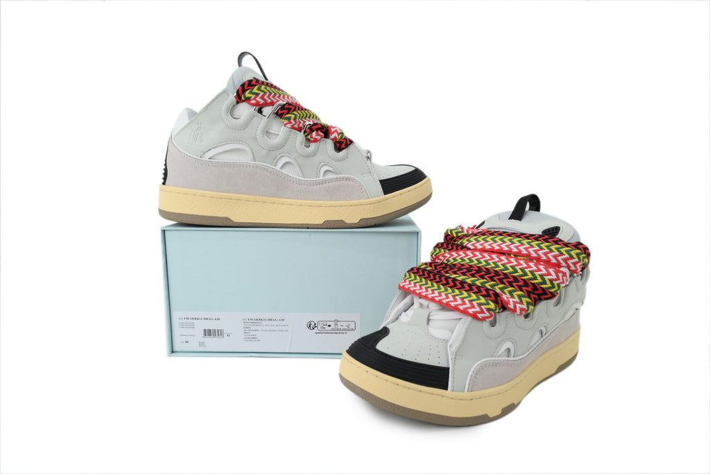 Lanvin Curb Sneakers – White with Multicolor Laces